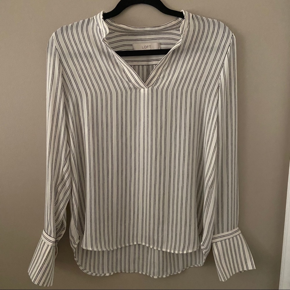 LOFT - White striped blouse